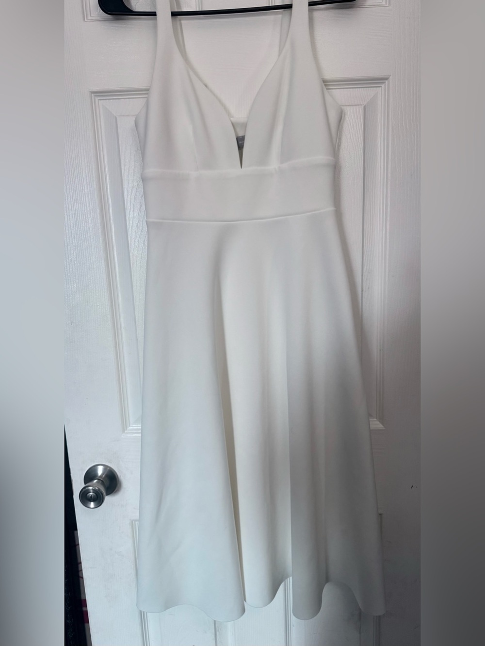 ASOS Design Strapless Creamy White A-Line Dress with V-Plunge